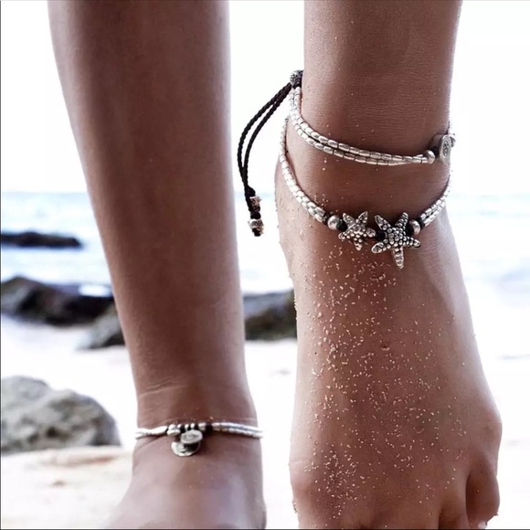 Boho Beach Ocean Ready Silver Starfish Anklet (J2) - Picture 5 of 8